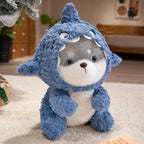 Fluffy Dog & Cat in Shark Outfit Plushie